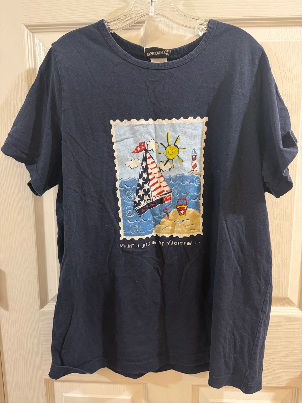 Fashion Bug Navy Blue Short Sleeve Sailboat Graphic Tee